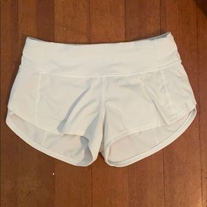 lululemon white speed up shorts